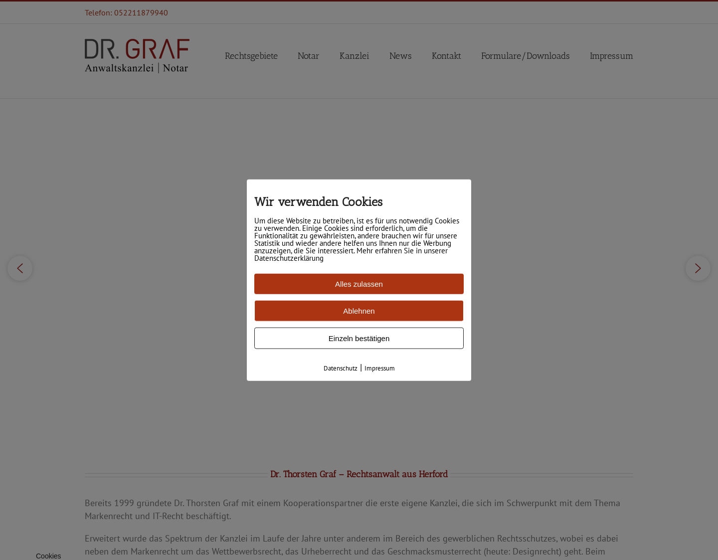 Aktuelle Website-Vorschau von Rechtsanwalt Dr. Graf für Lebensversicherung