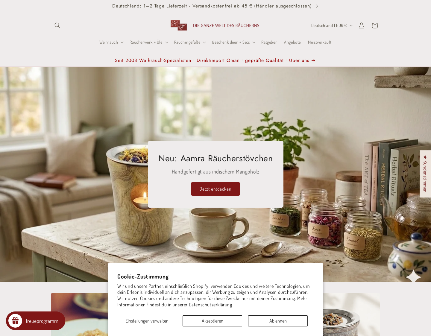 Aktuelle Website-Vorschau von Weihrauch und Zubehör kaufen