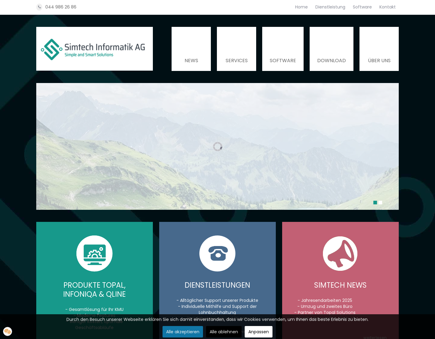 Aktuelle Website-Vorschau von SIMtech Informatik AG ERP & CRM Systeme