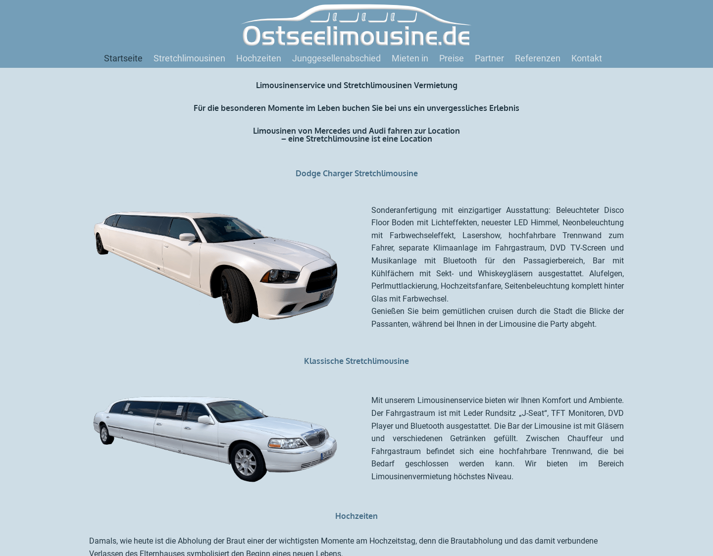 Aktuelle Website-Vorschau von Stretch Limousinen Vermietung