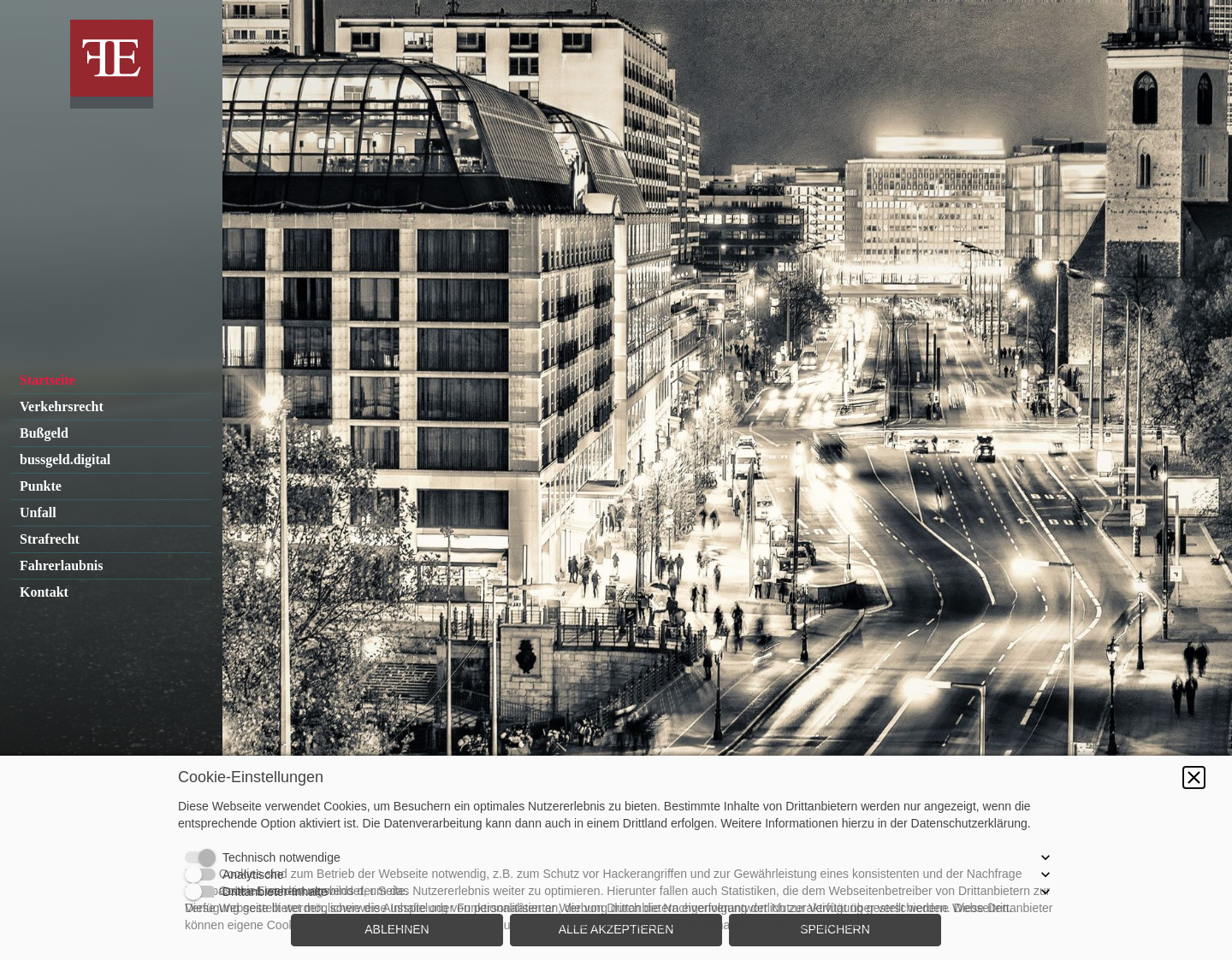 Aktuelle Website-Vorschau von Fachwanwaltskanzlei für Verkehrsrecht Frank Engel