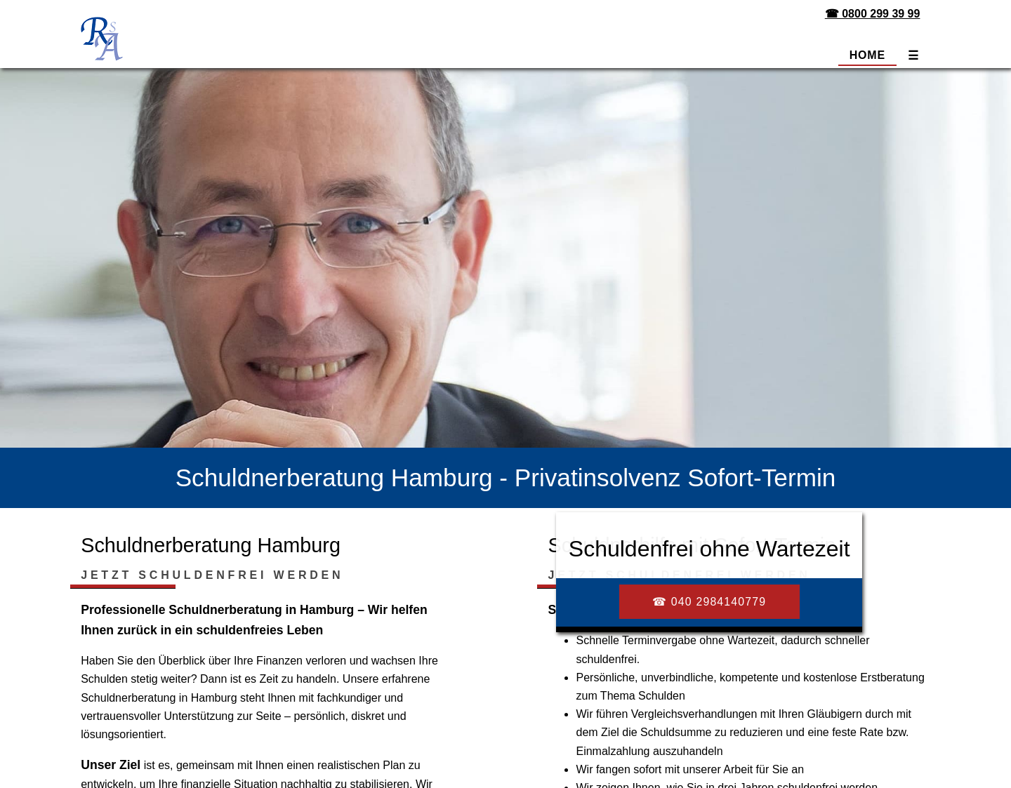 Aktuelle Website-Vorschau von Schuldnerberatung Hamburg von RfS