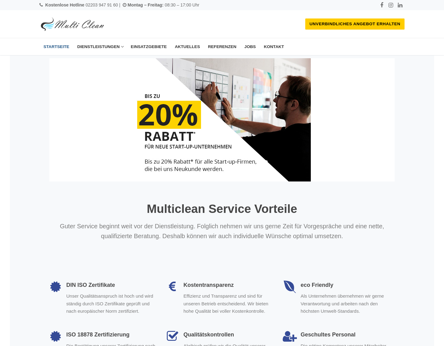 Aktuelle Website-Vorschau von Gebäudereinigung Multiclean Sarbar GmbH & Co. KG