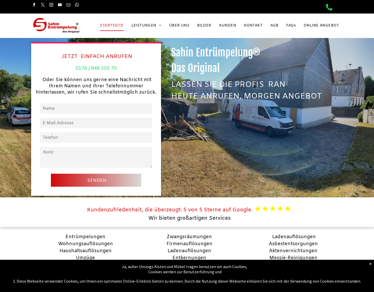 Aktuelle Website-Vorschau von Sahin Entrümpelung