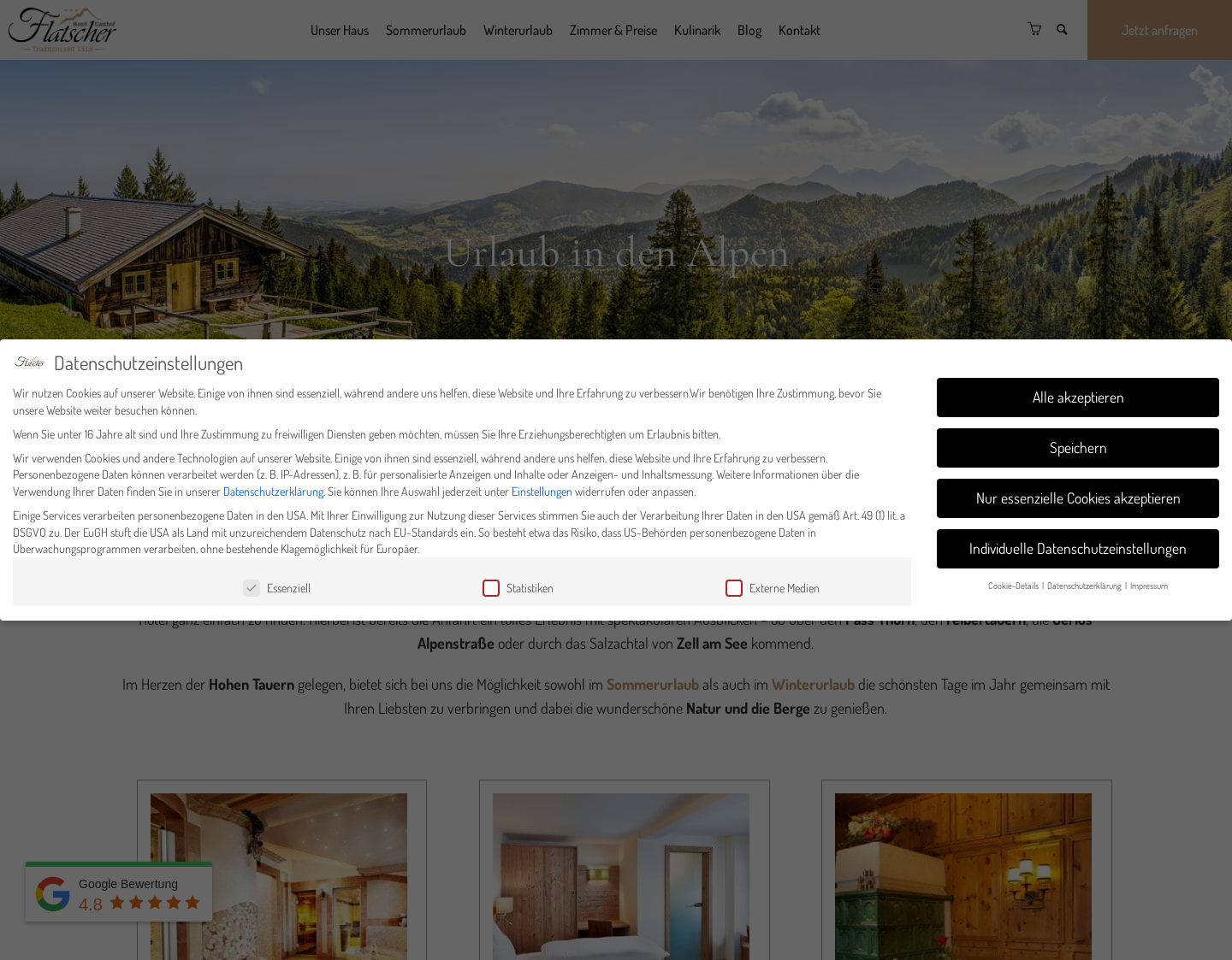 Aktuelle Website-Vorschau von 3 Sterne Hotel Flatscher bei Mittersill