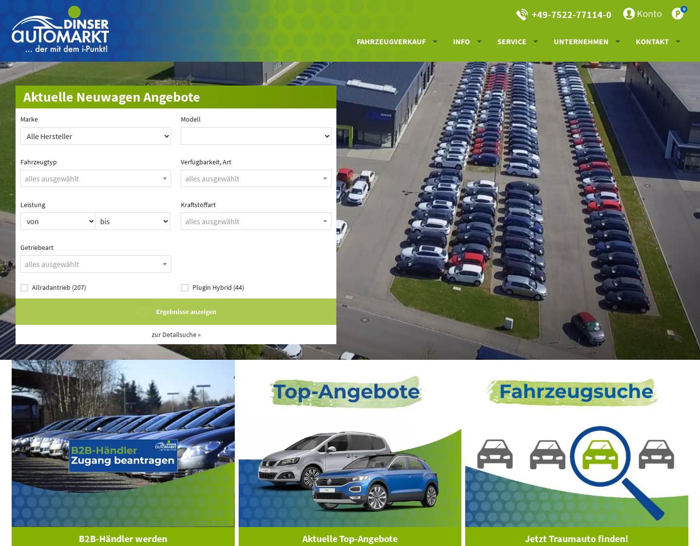 Aktuelle Website-Vorschau von Automarkt Dinser GmbH