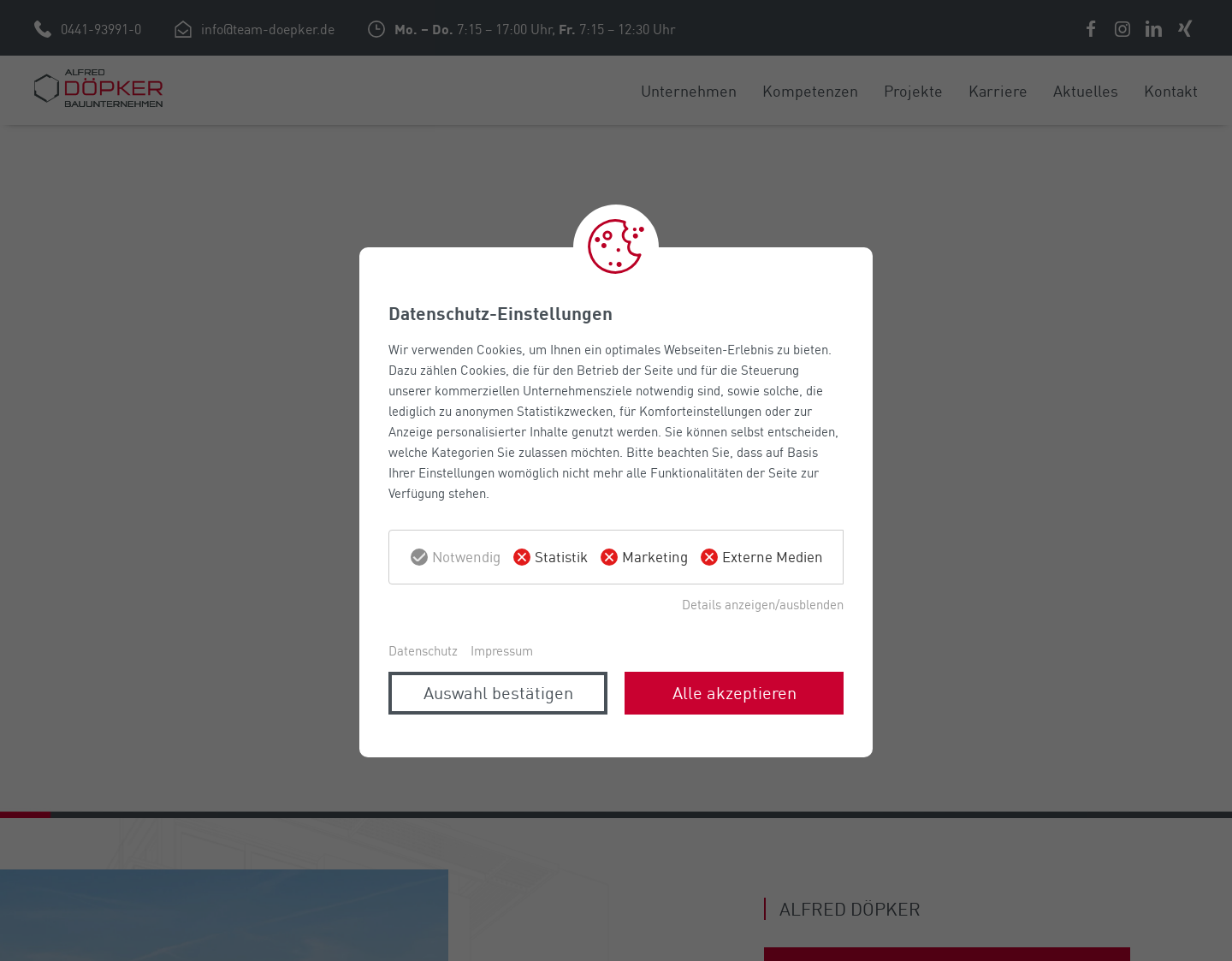 Aktuelle Website-Vorschau von Alfred Döpker GmbH & Co. KG