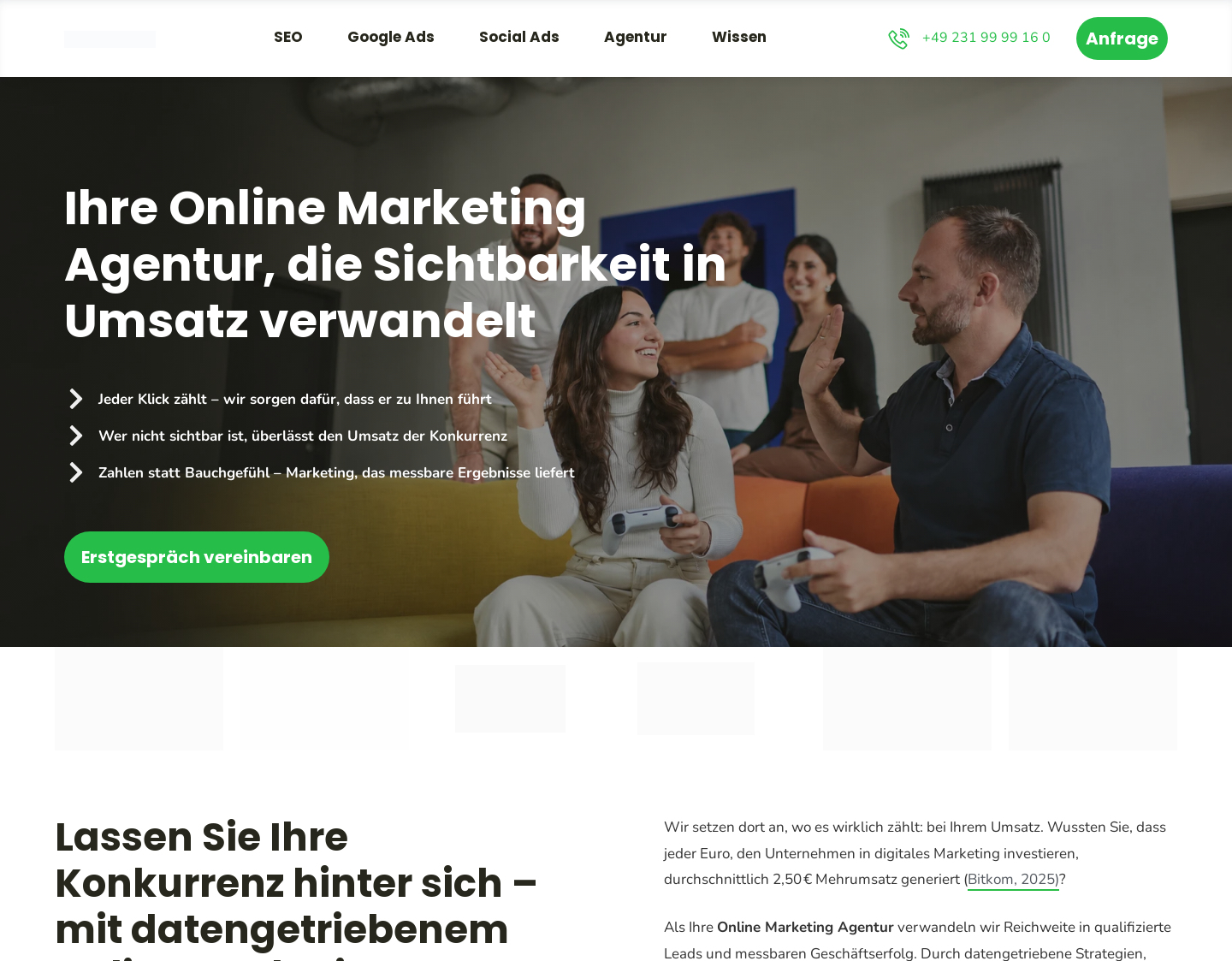 Aktuelle Website-Vorschau von Optimerch