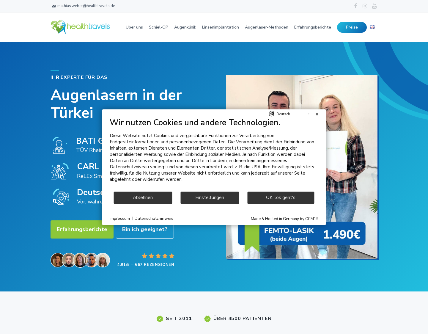 Aktuelle Website-Vorschau von Health Travels - Augenlasern in Istanbul