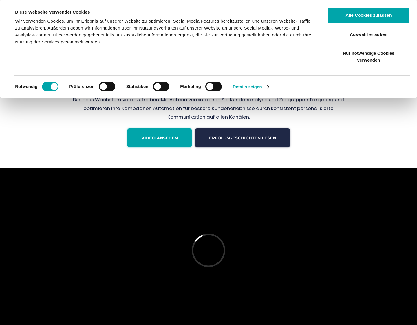 Aktuelle Website-Vorschau von Apteco GmbH