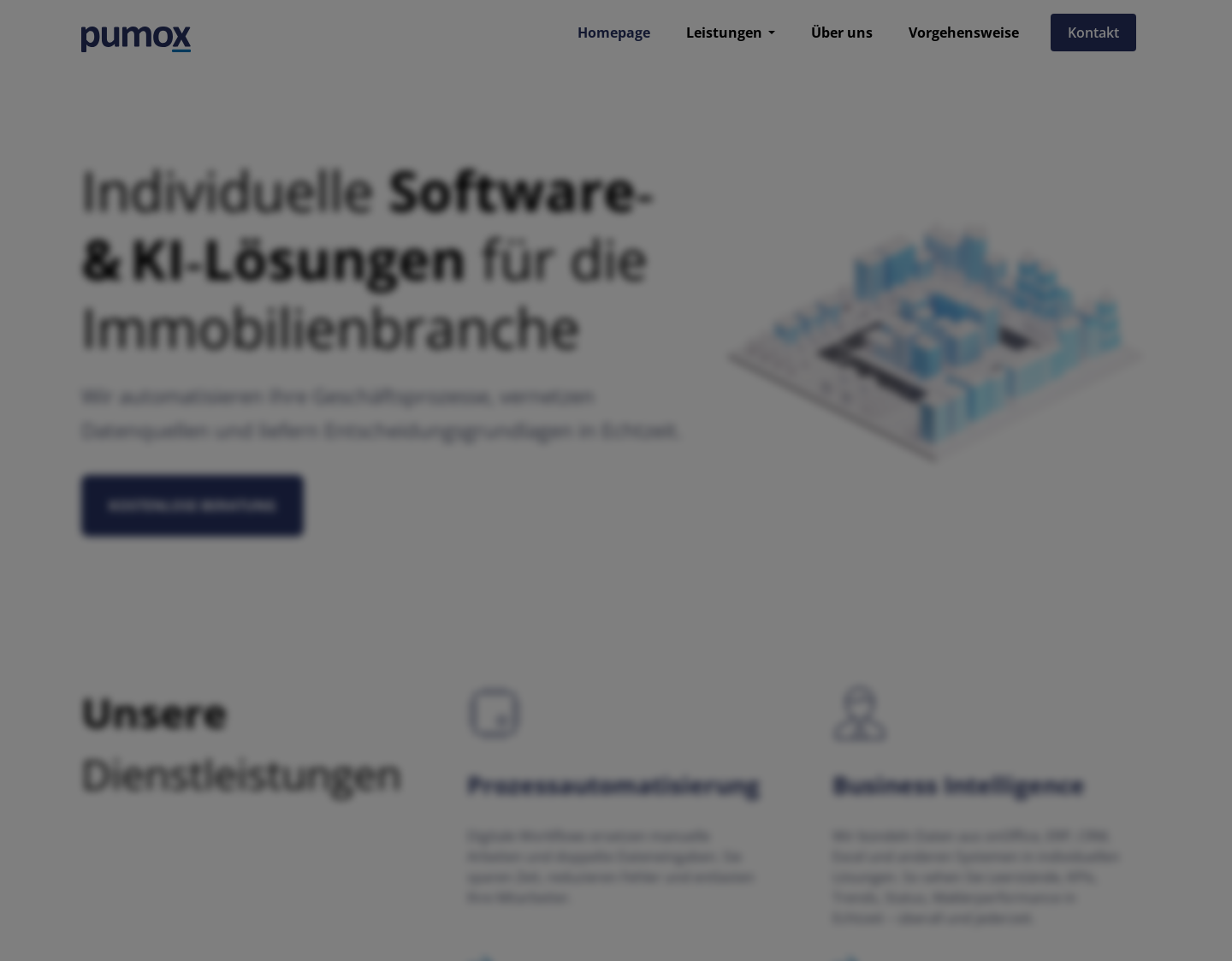Aktuelle Website-Vorschau von Pumox GmbH - Kreative Softwarelösungen