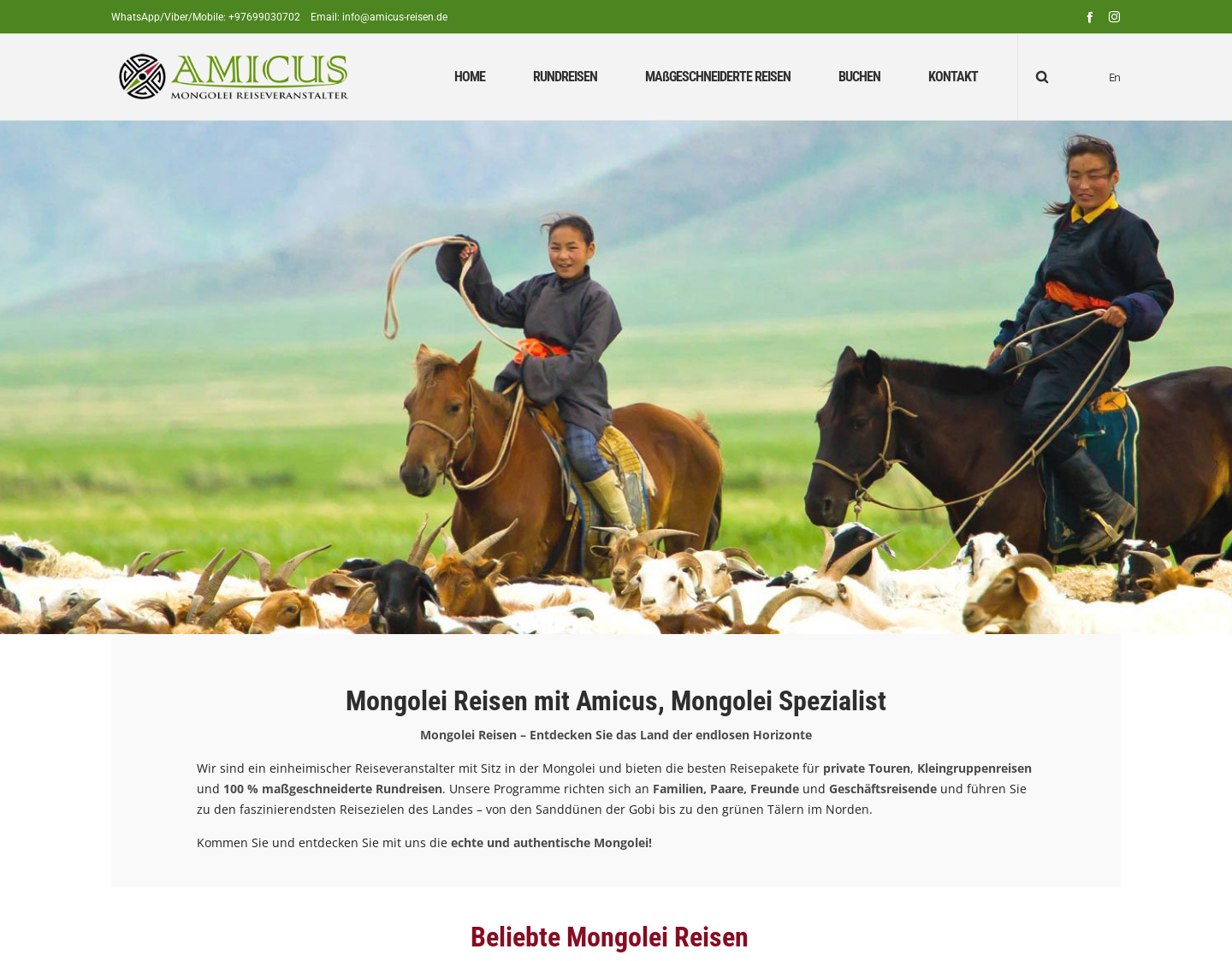 Aktuelle Website-Vorschau von Mongolei Reisen