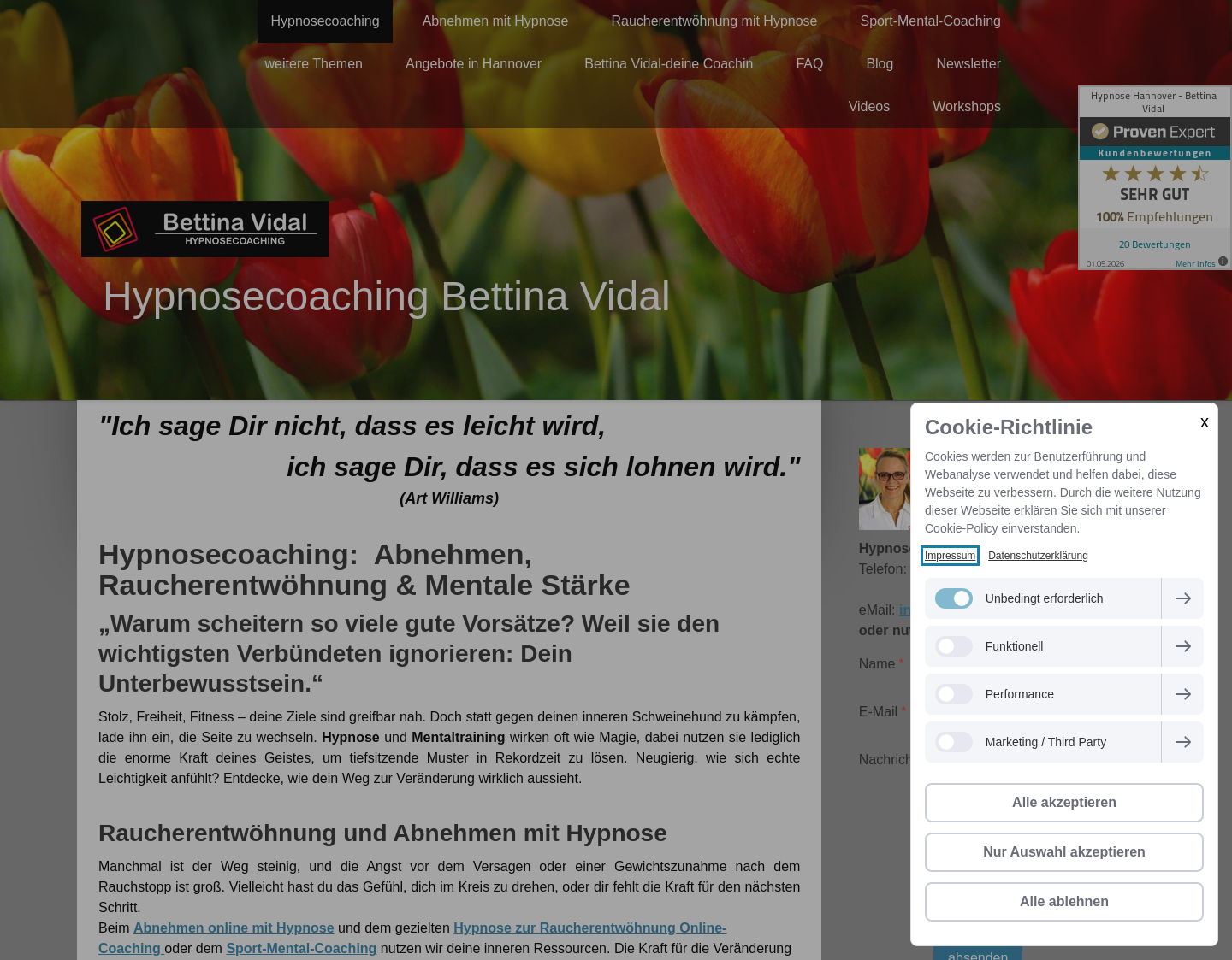Aktuelle Website-Vorschau von Raucherentwöhnung und Abnehmen mit Hypnose