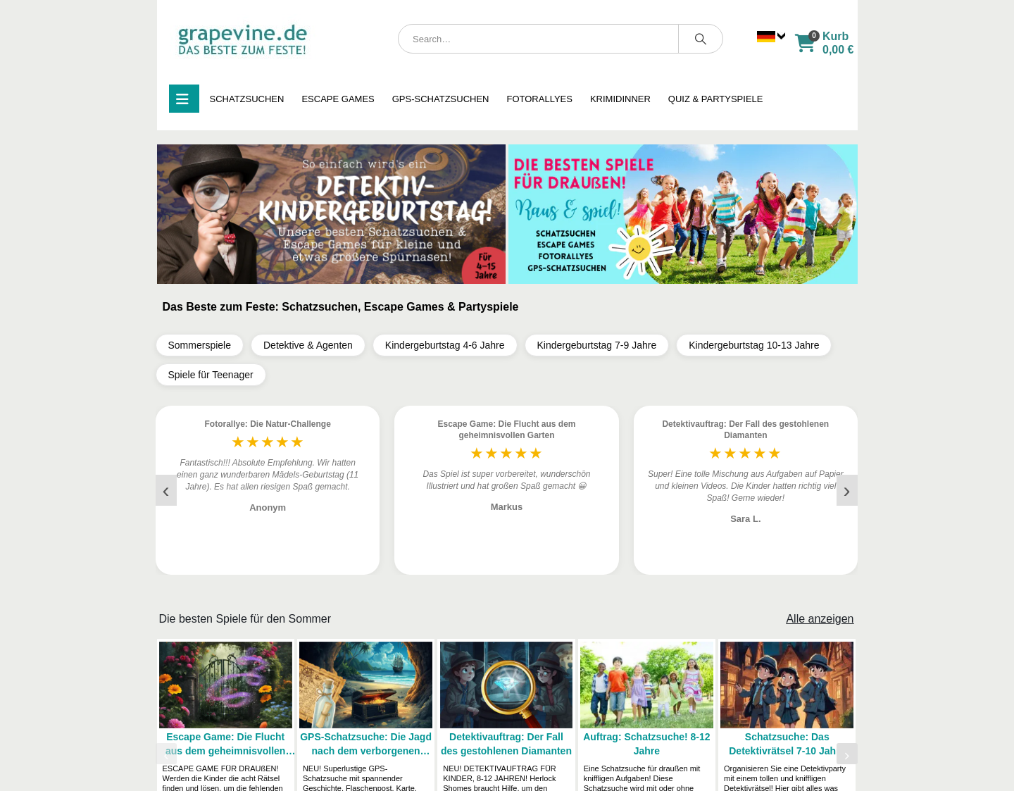 Aktuelle Website-Vorschau von Grapevine Das beste zum Feste