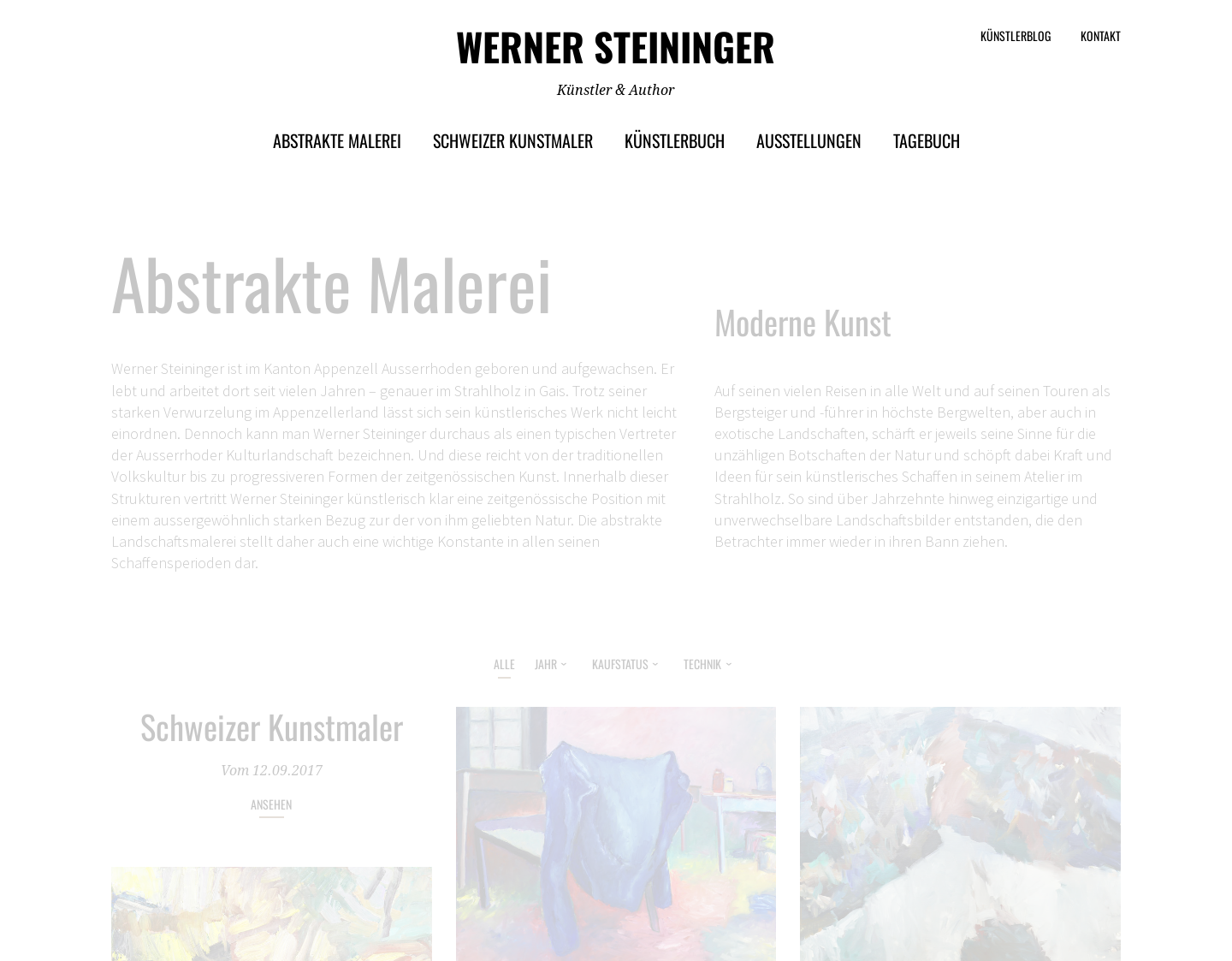 Aktuelle Website-Vorschau von Werner Steininger Kunstmaler
