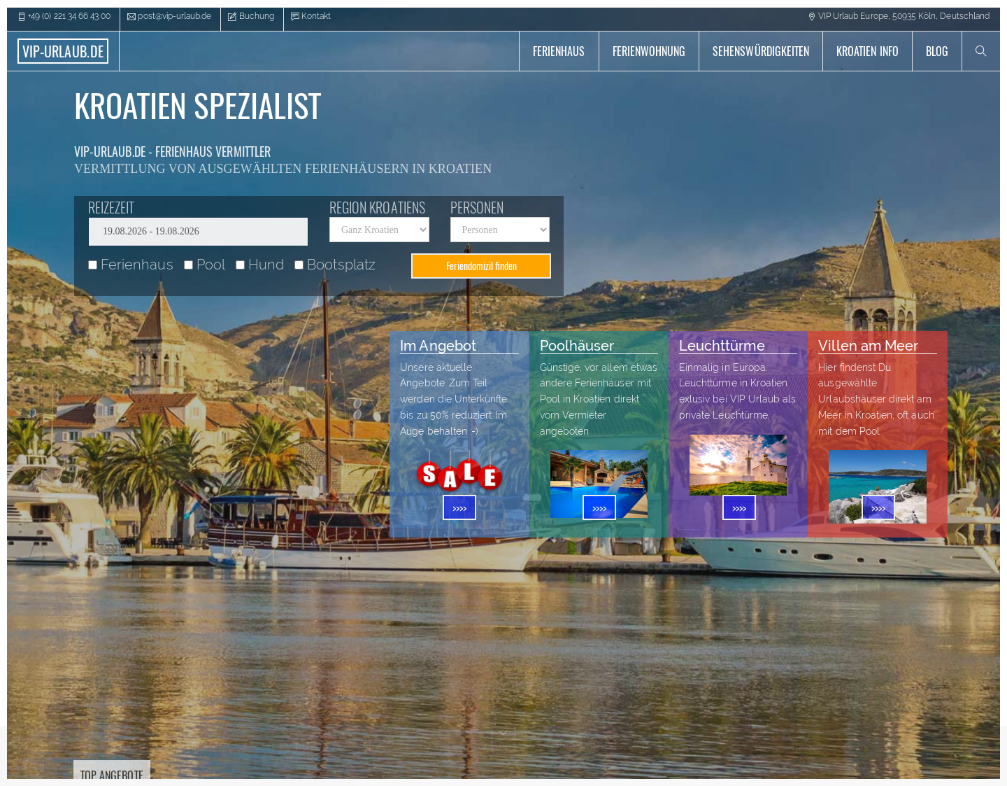Aktuelle Website-Vorschau von Kroatien Ferien