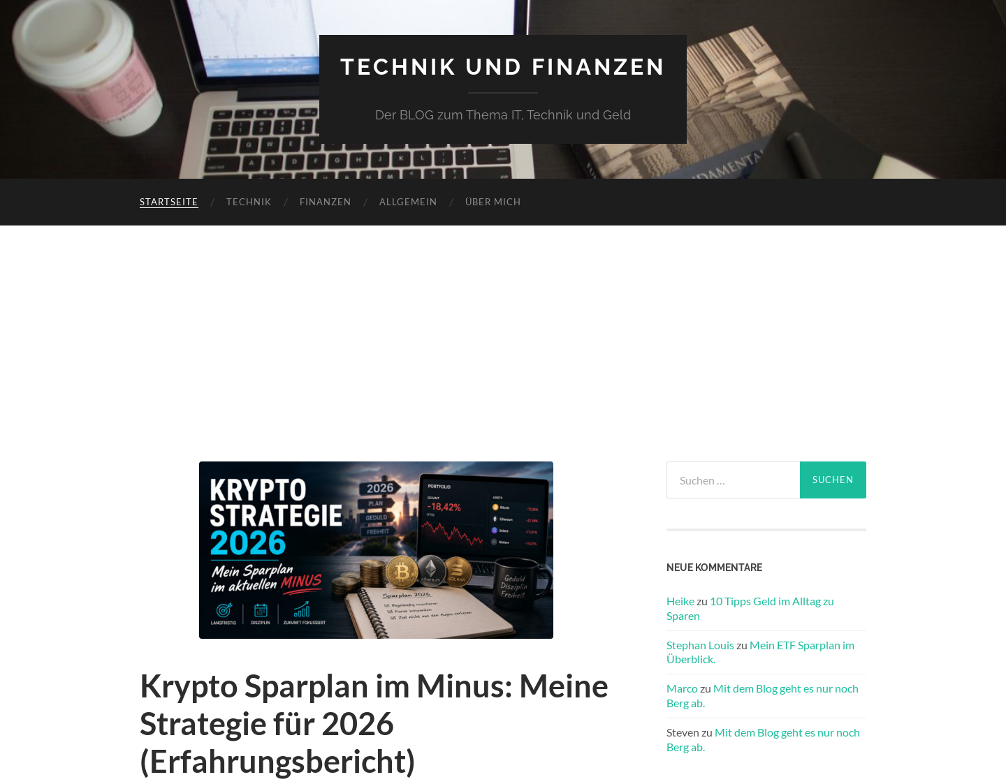 Aktuelle Website-Vorschau von Technik und Finanzen