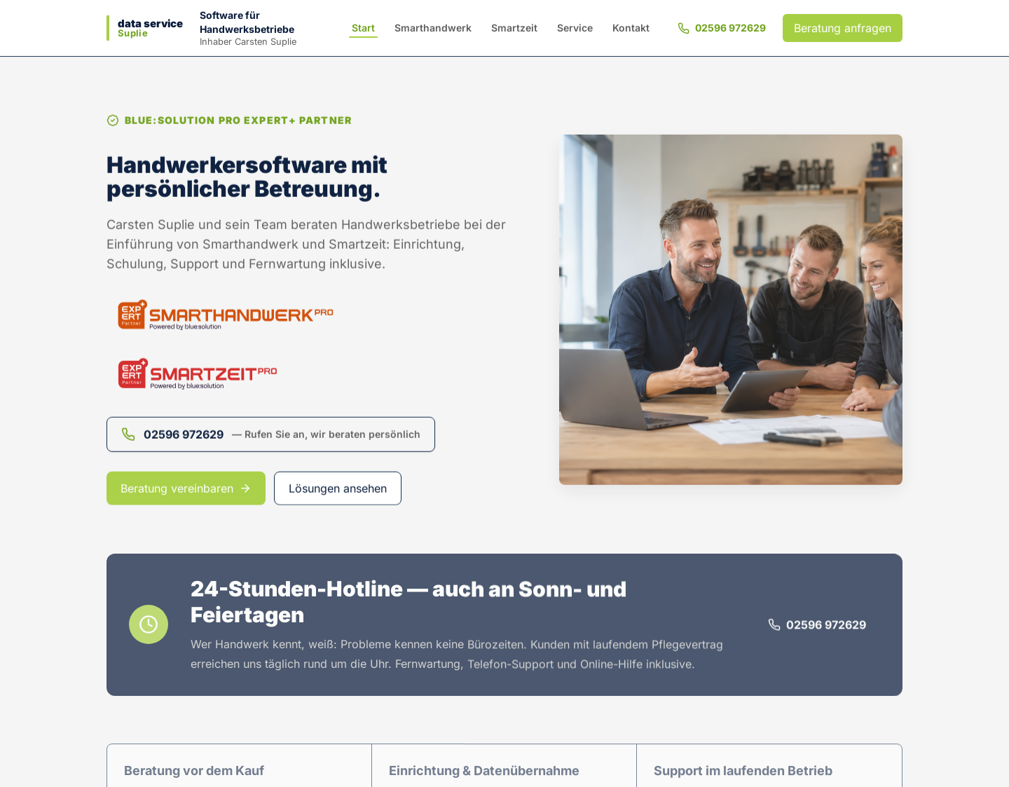 Aktuelle Website-Vorschau von Handwerkersoftware