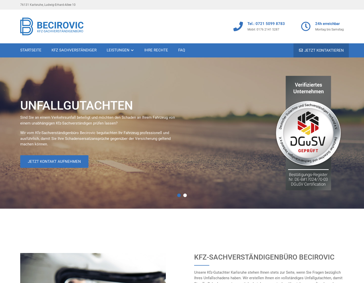 Aktuelle Website-Vorschau von Kfz-Sachverständigenbüro Becirovic