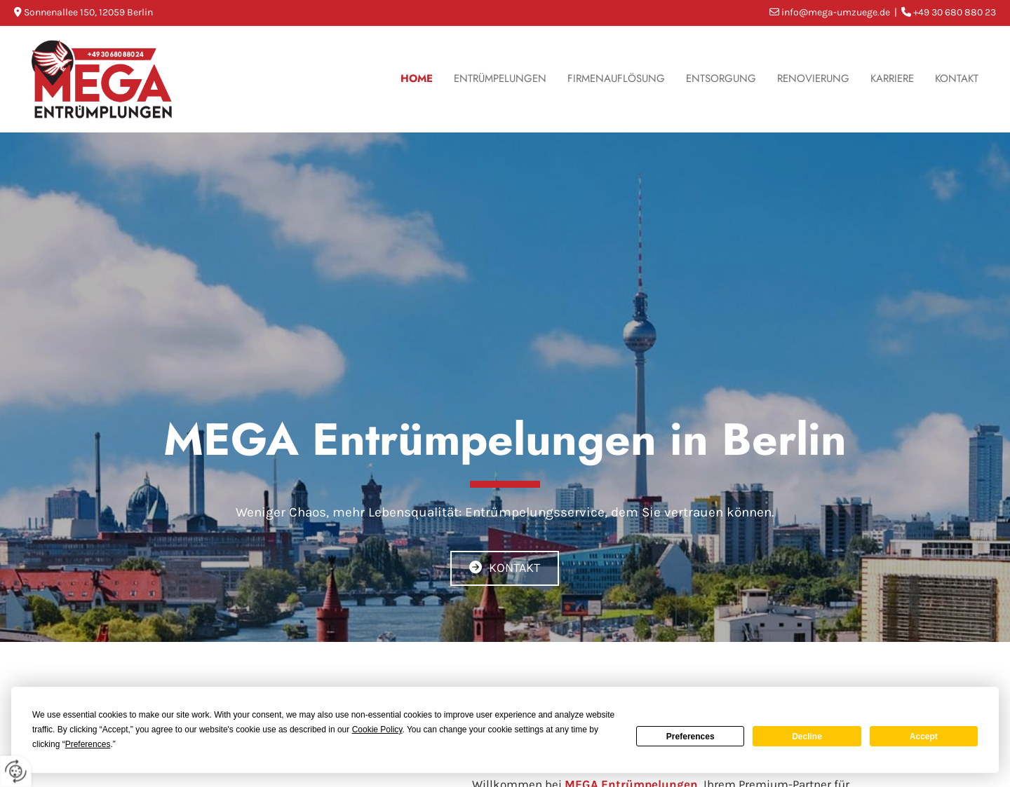 Aktuelle Website-Vorschau von Entsorgungsfirma Berlin