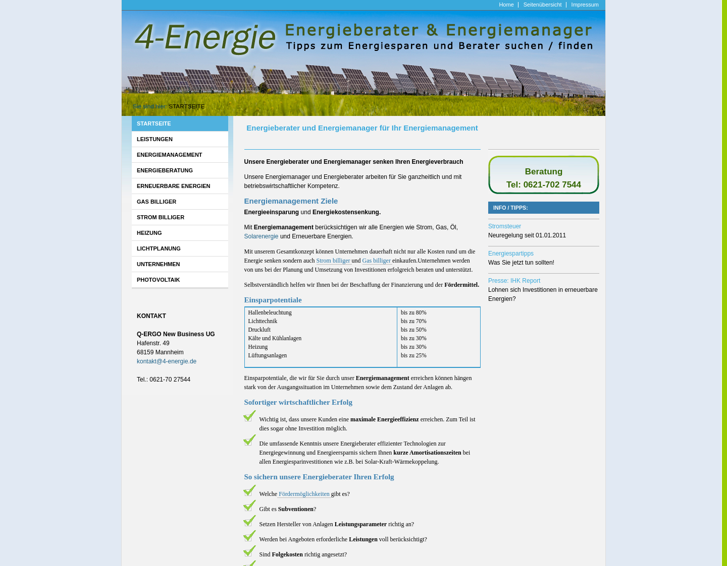 Aktuelle Website-Vorschau von Expertenrat zum Thema Energiemanagement