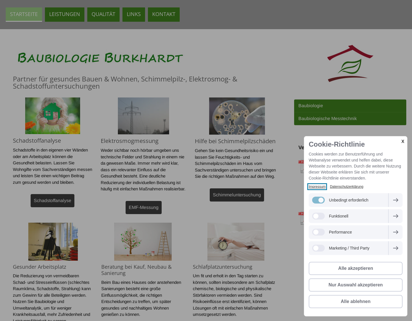 Aktuelle Website-Vorschau von Baubiologie Burkhardt