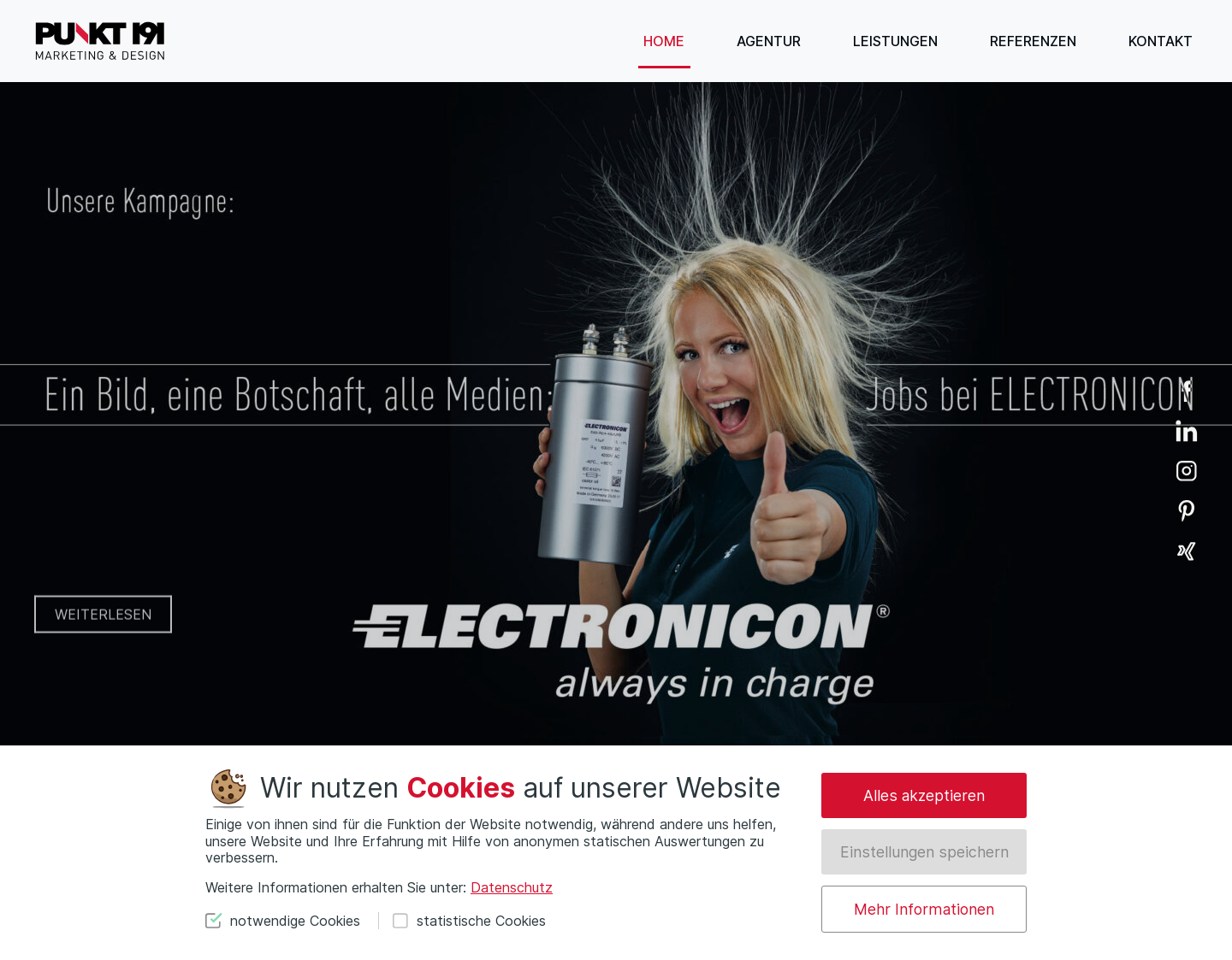 Aktuelle Website-Vorschau von Punkt191 Agentur für Marketing & Design