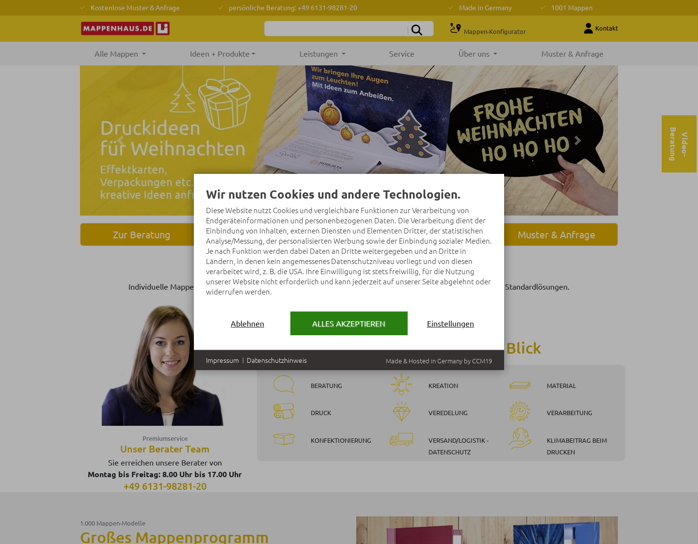 Aktuelle Website-Vorschau von Mappenhaus
