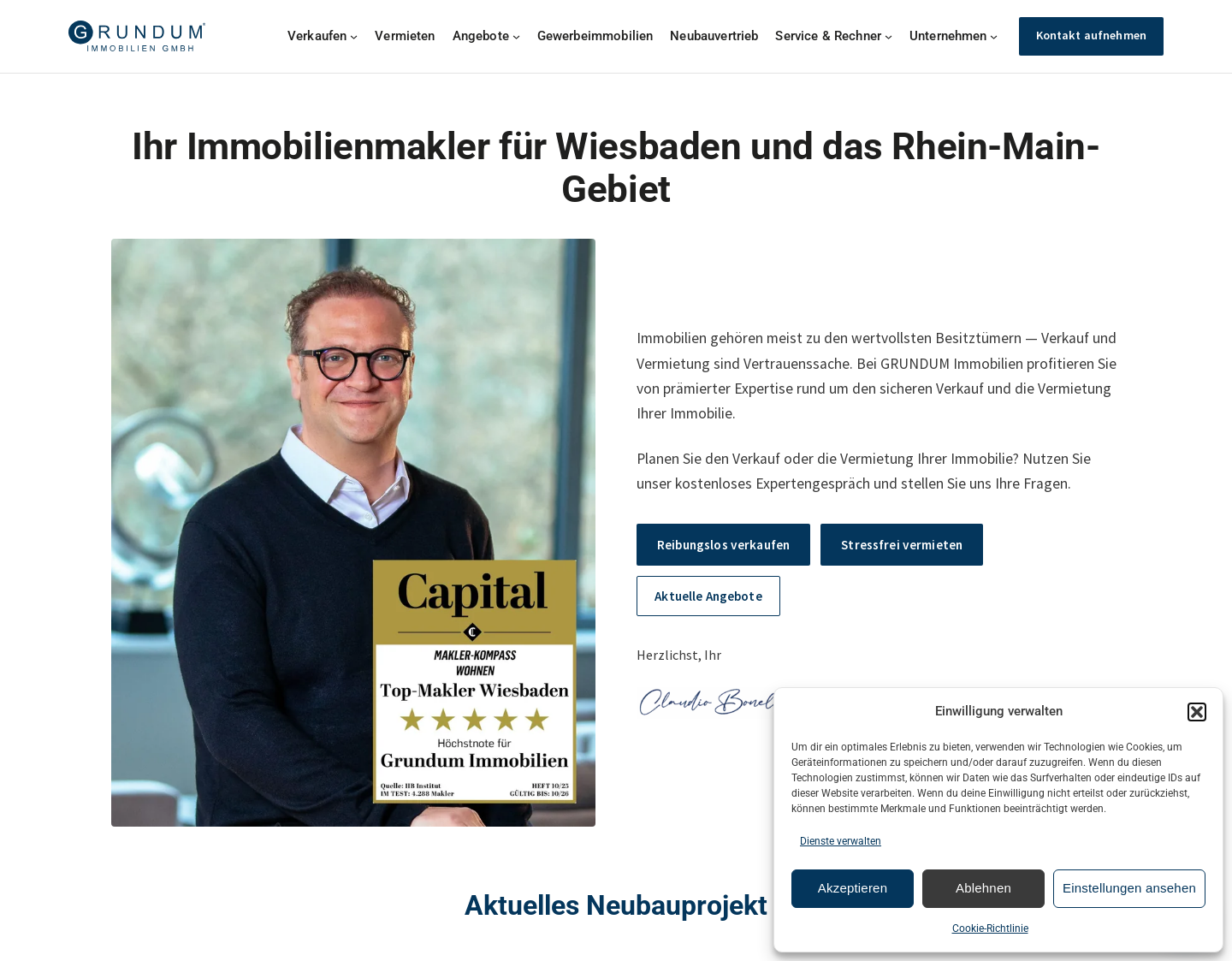 Aktuelle Website-Vorschau von GRUNDUM IMMOBILIEN GmbH