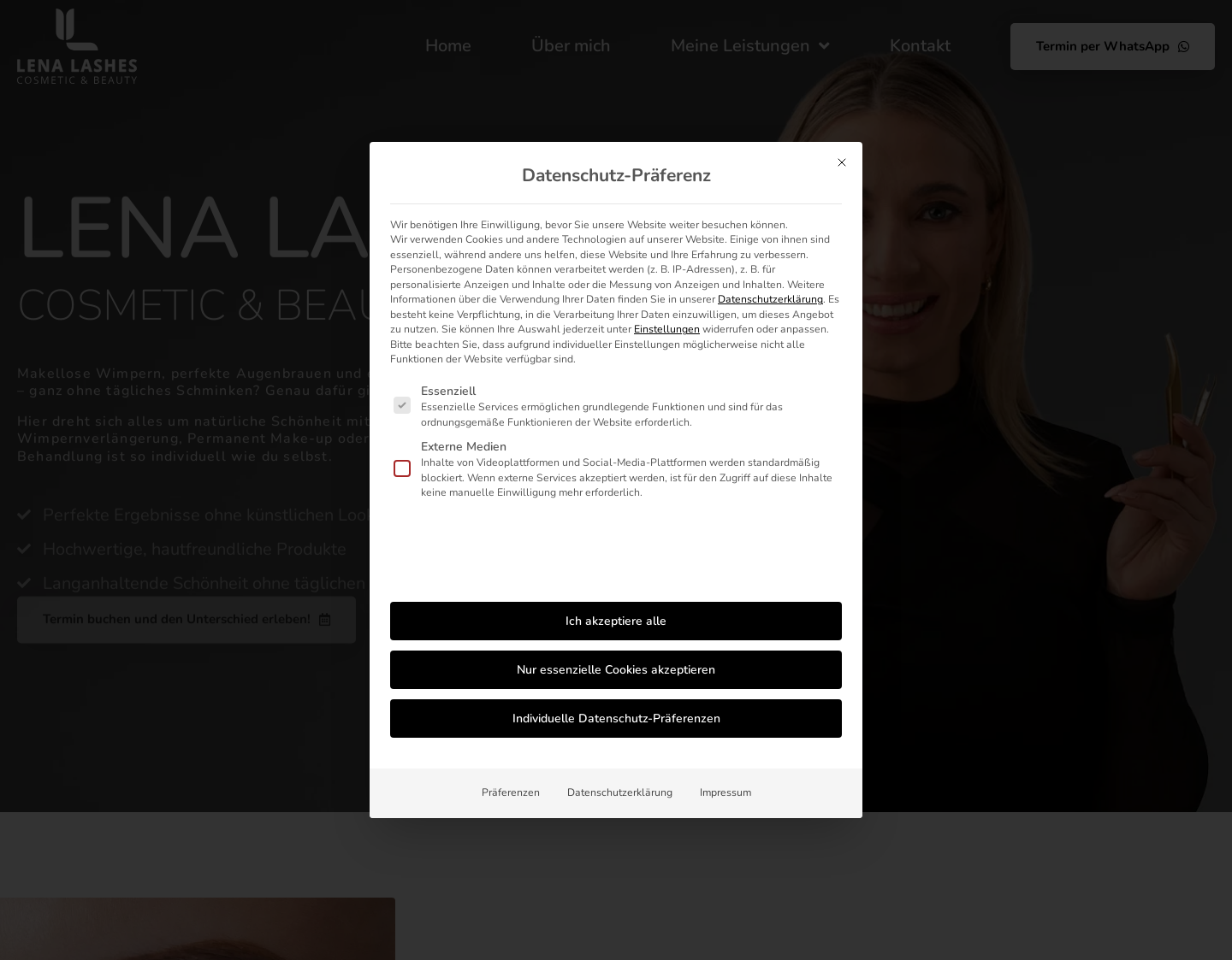 Aktuelle Website-Vorschau von Wimpernverlängerung Bochum bei Lena Lashes