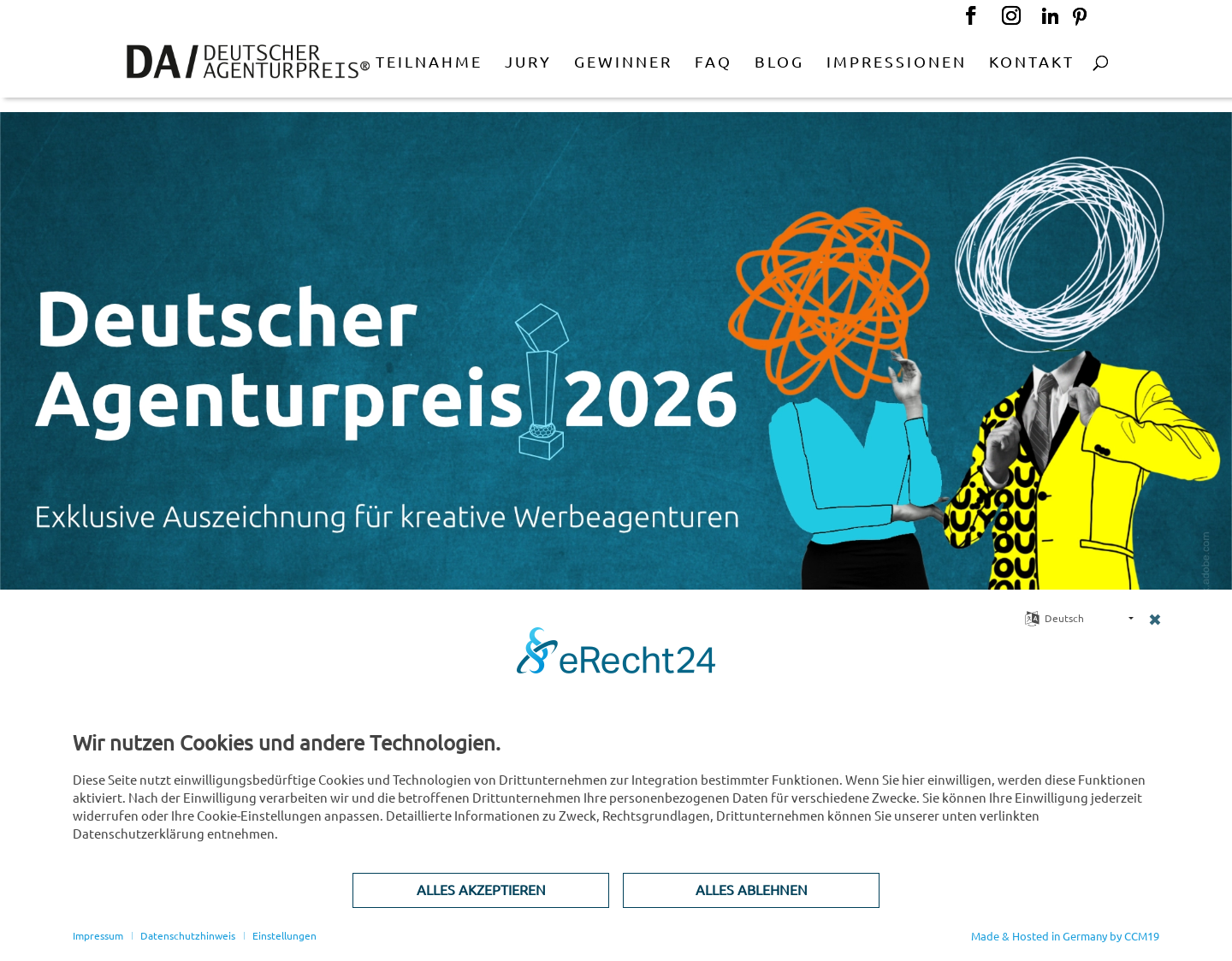 Aktuelle Website-Vorschau von Deutscher Agenturpreis