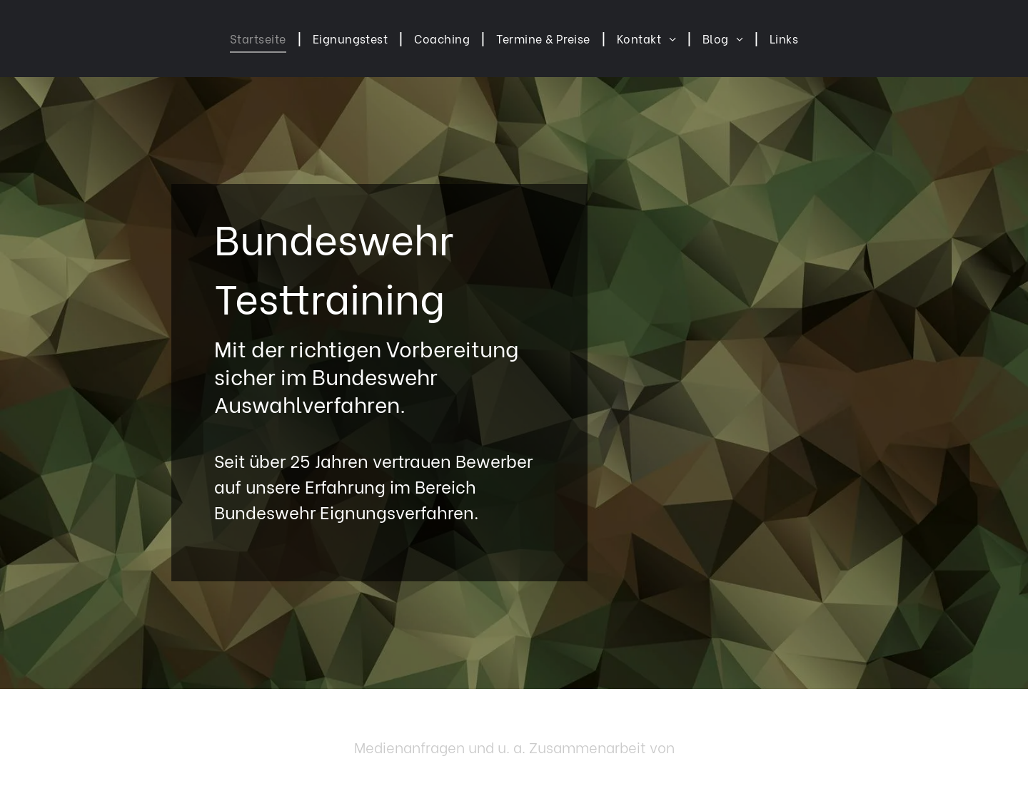 Aktuelle Website-Vorschau von Coaching für den Bundeswehr Einstellungstest