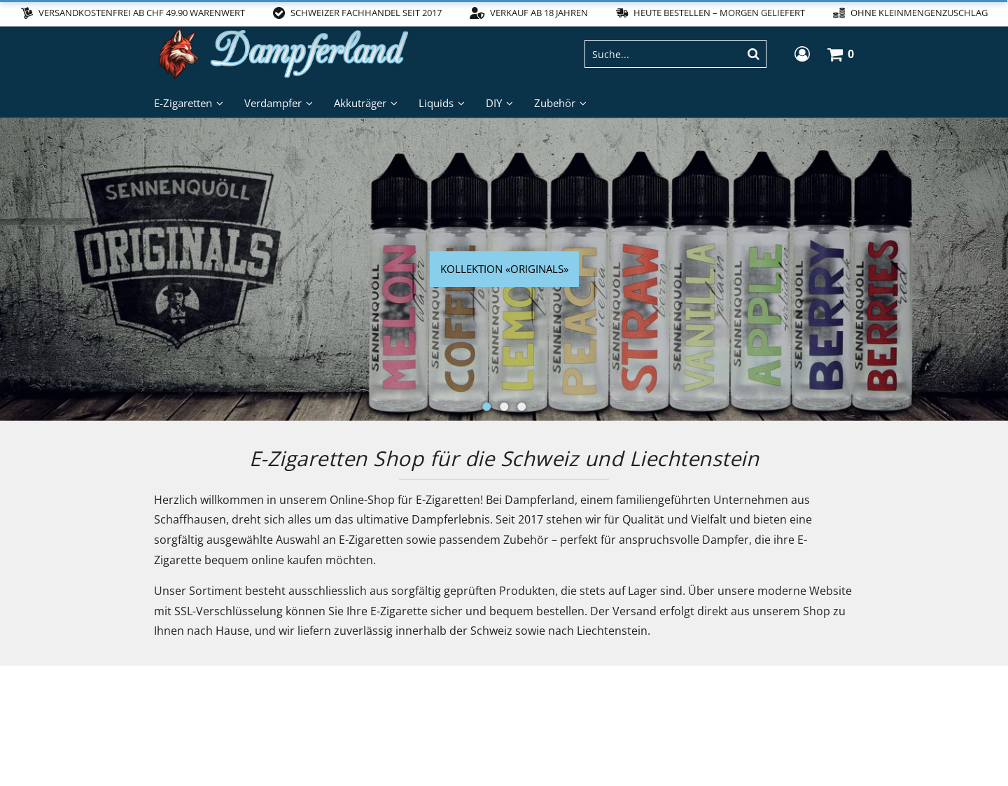 Aktuelle Website-Vorschau von Dampferland