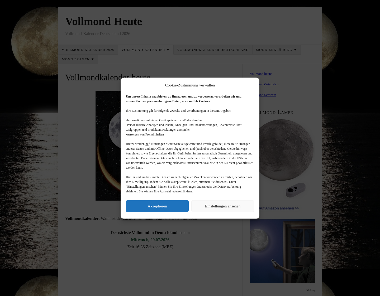 Aktuelle Website-Vorschau von Vollmondkalender