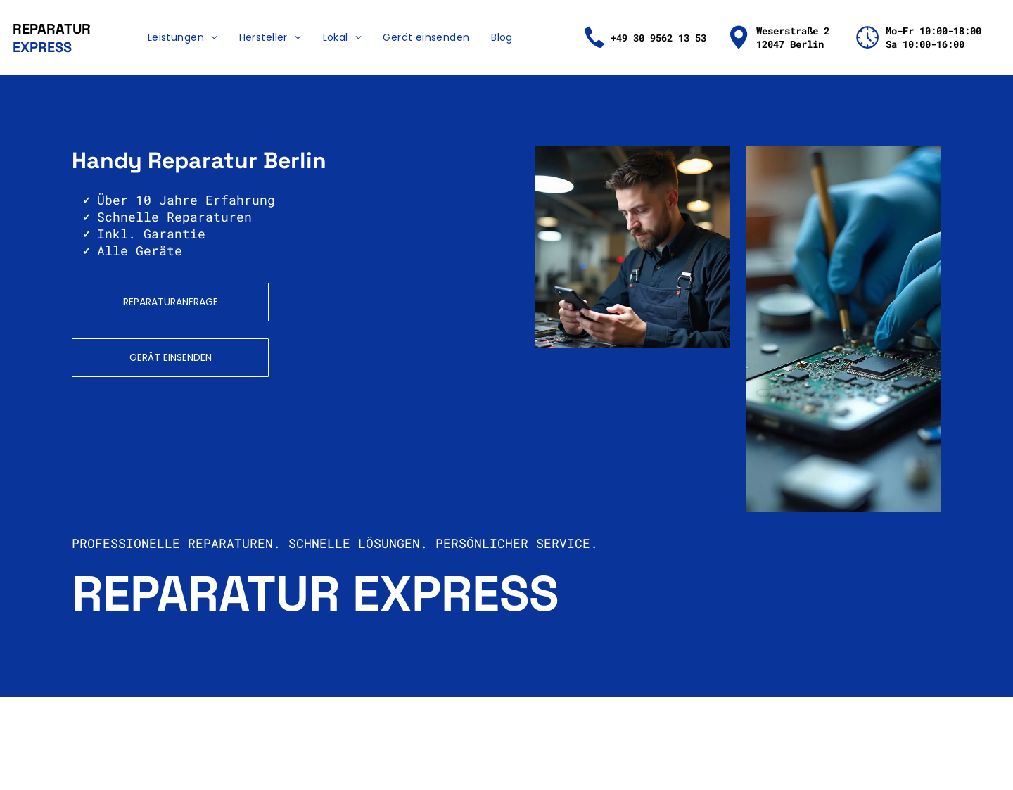 Aktuelle Website-Vorschau von Handy Reparatur Berlin - Reparatur Express