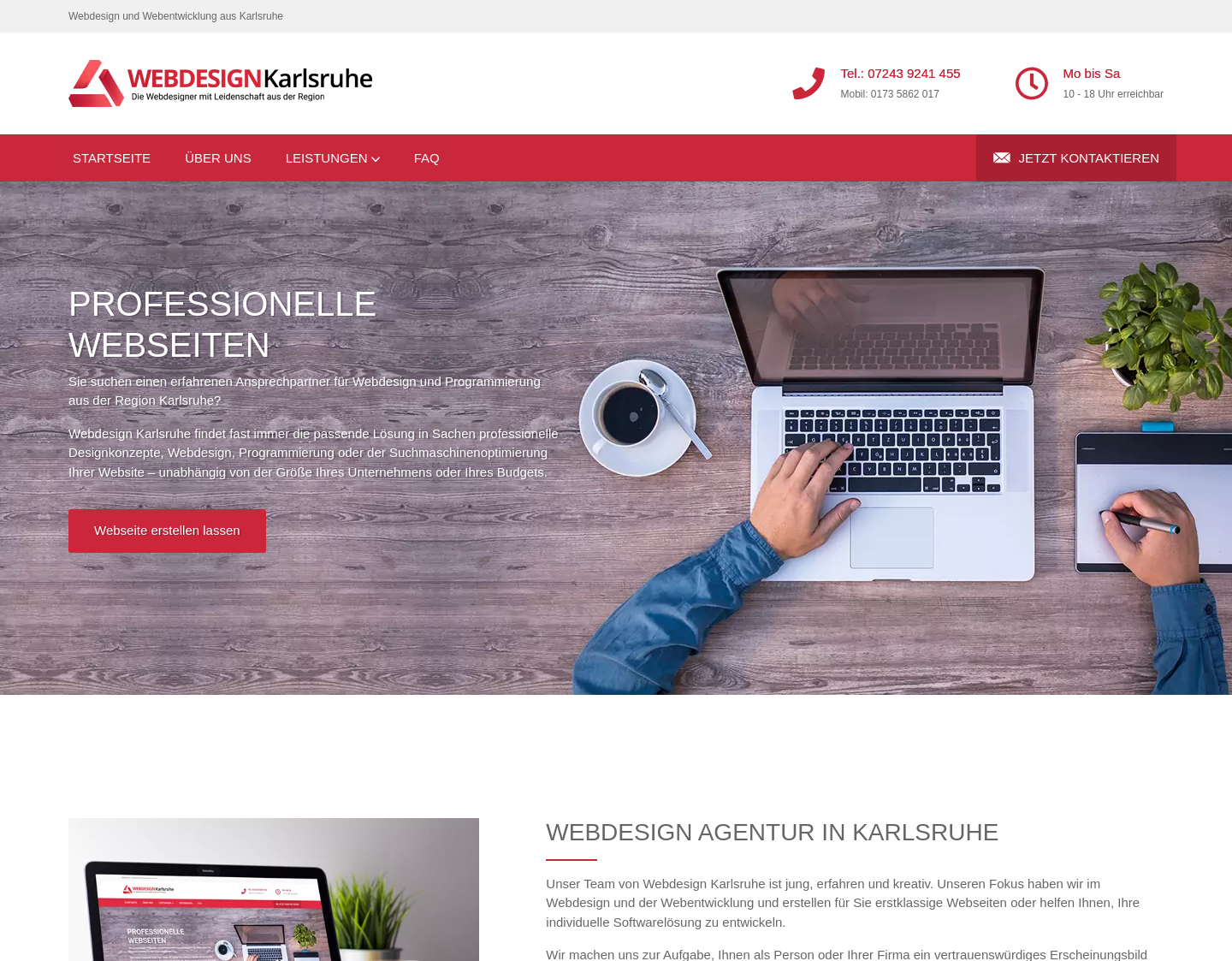 Aktuelle Website-Vorschau von Webdesign Karlsruhe