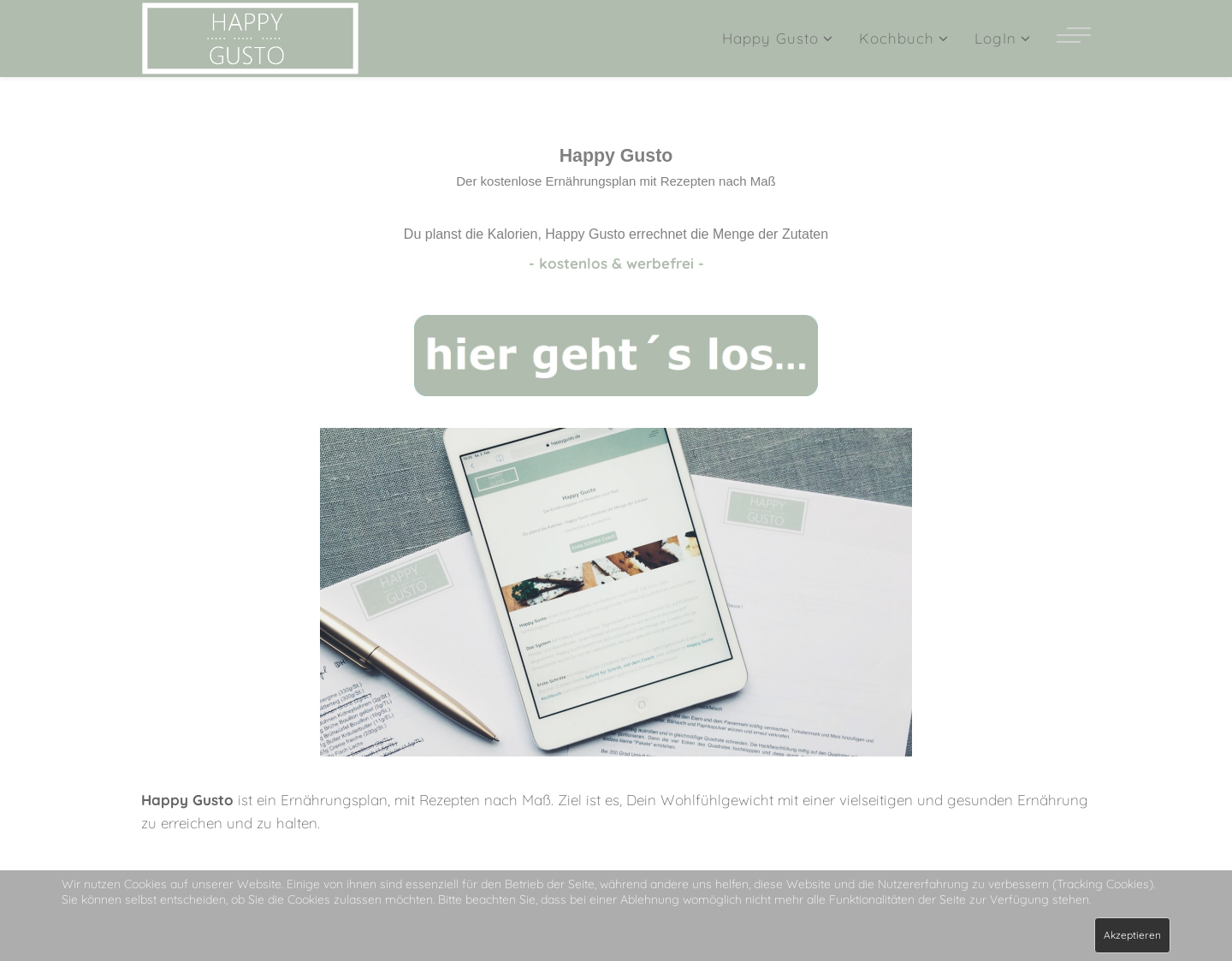 Aktuelle Website-Vorschau von Happy Gusto - Kostenlose Ernährungspläne