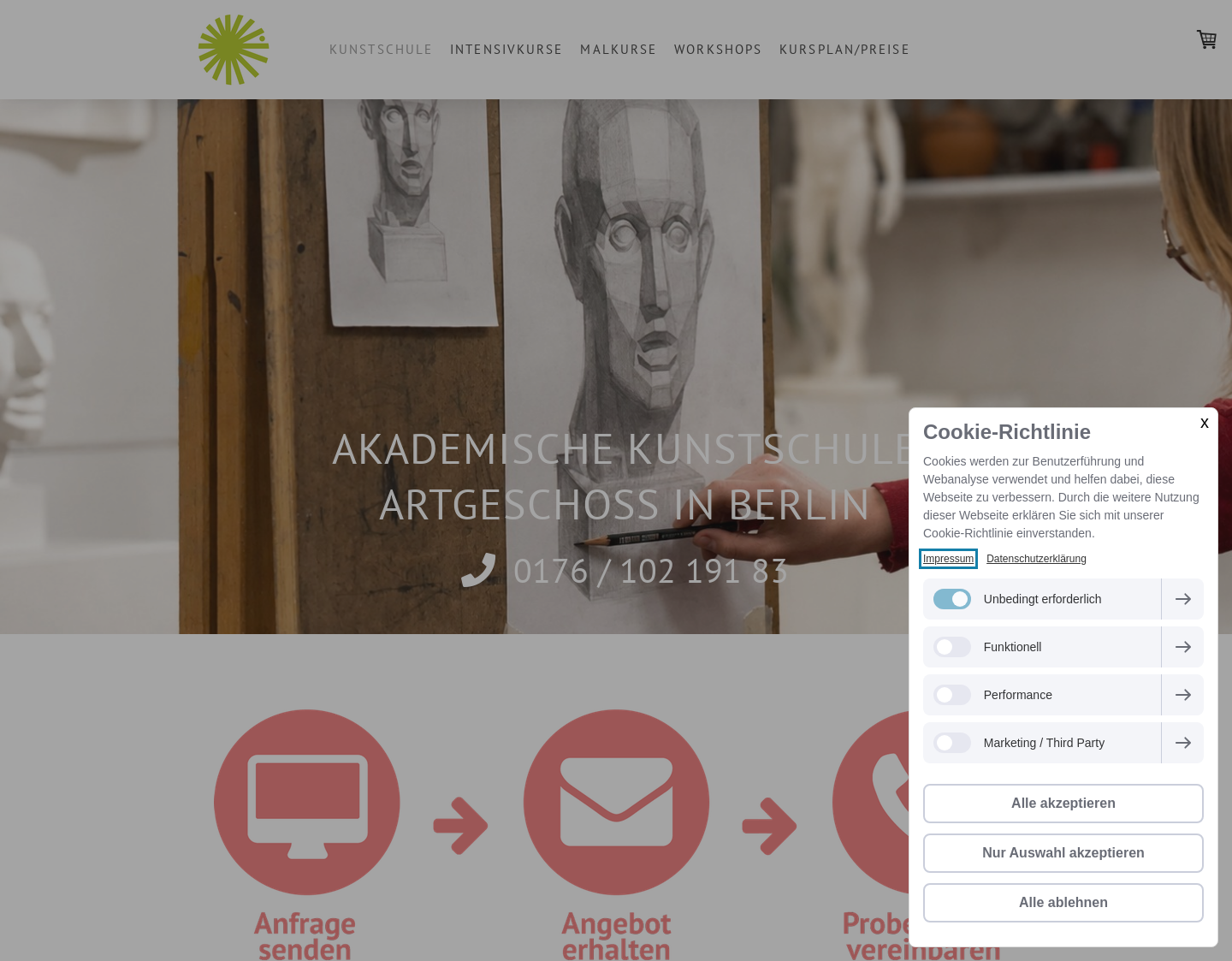 Aktuelle Website-Vorschau von Kunstschule Artgeschoss