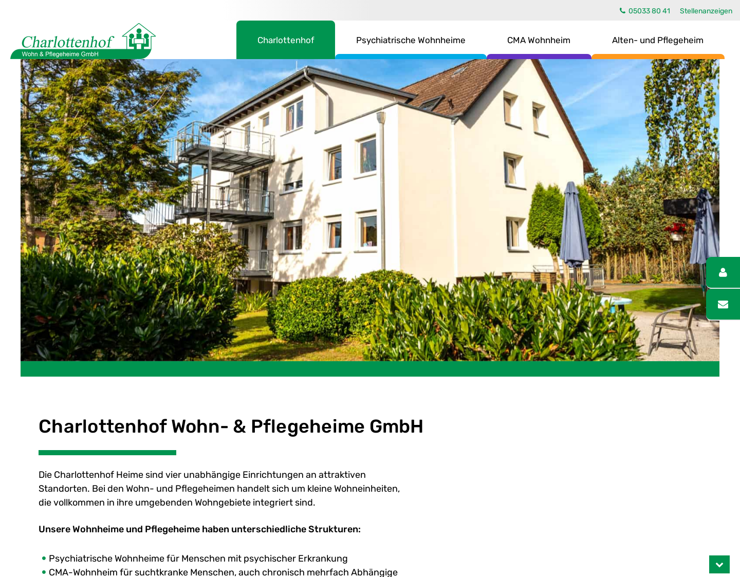 Aktuelle Website-Vorschau von Charlottenhof Altenheim und  Wohnheim
