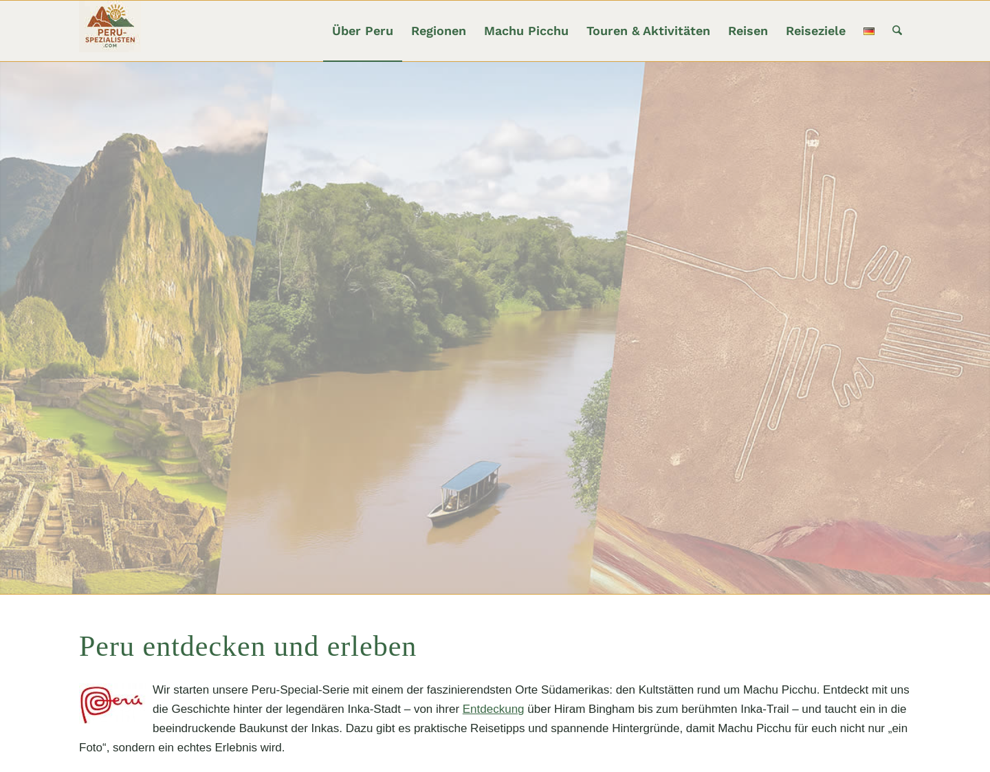 Aktuelle Website-Vorschau von Peru-Spezialisten - Individualreisen nach Peru