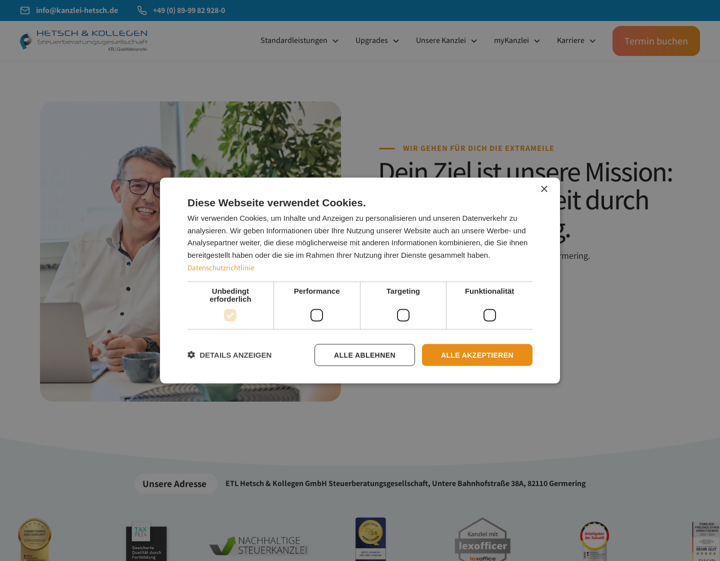 Aktuelle Website-Vorschau von Kanzlei Hetsch WP/StB