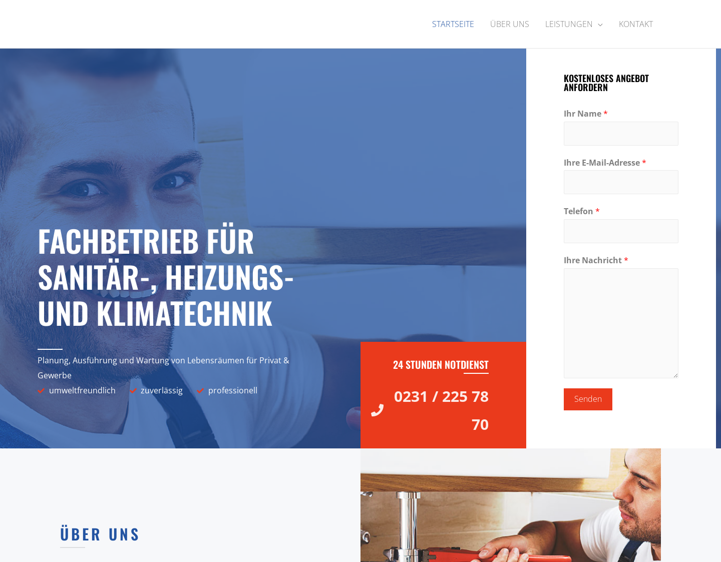 Aktuelle Website-Vorschau von GHE Haustechnik