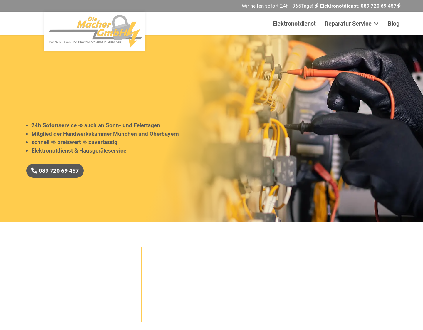 Aktuelle Website-Vorschau von Die Macher GmbH - Schlüsseldienst und Elektriker