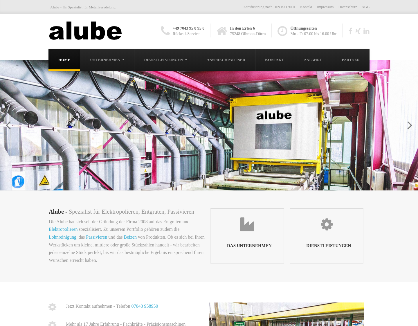 Aktuelle Website-Vorschau von Alube.de - Elektropolieren