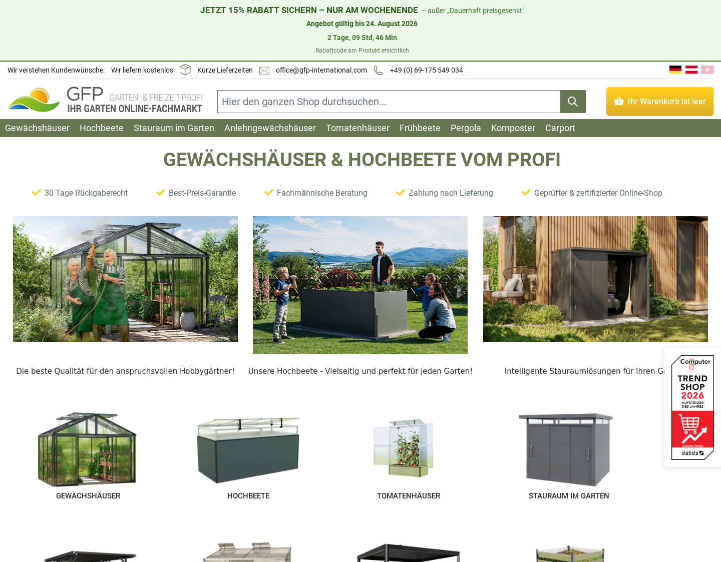 Aktuelle Website-Vorschau von Robuste Gewächs- und Treibhäuser