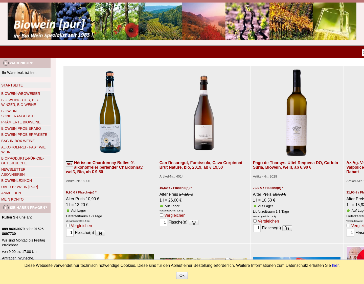 Aktuelle Website-Vorschau von Biowein [pur] Hartl