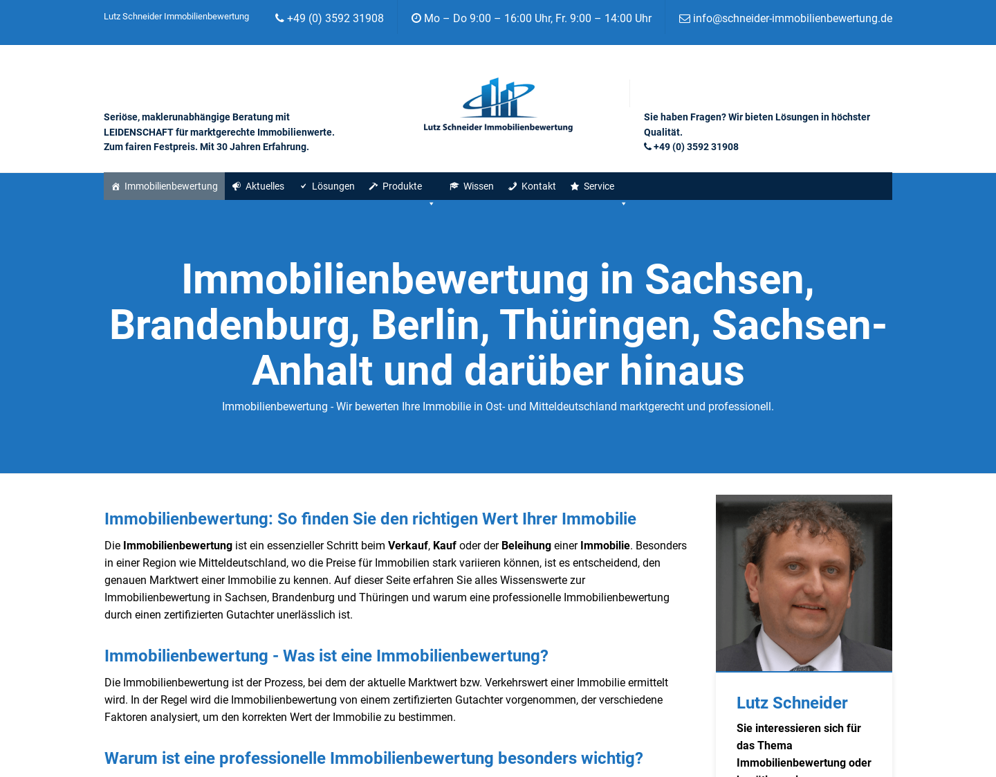 Aktuelle Website-Vorschau von Immobilienbewertung Lutz Schneider