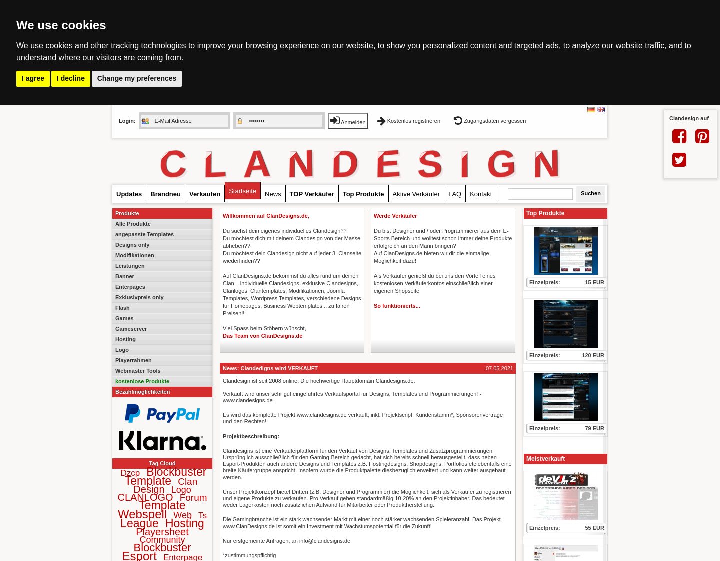 Aktuelle Website-Vorschau von Clandesigns - TOP-Designs & Templates