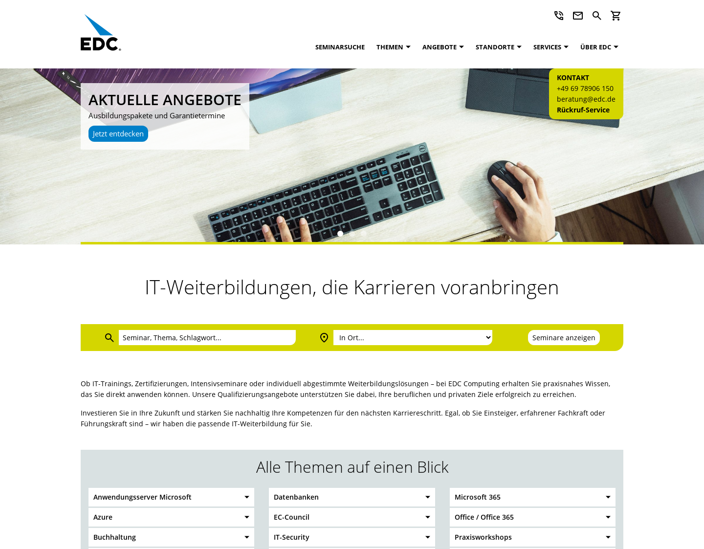 Aktuelle Website-Vorschau von EDC-Business Computing GmbH