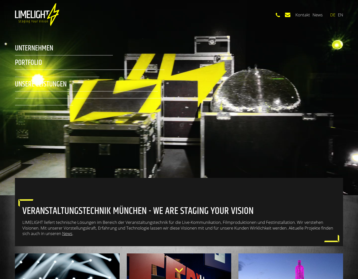 Aktuelle Website-Vorschau von LIMELIGHT Veranstaltungstechnik GmbH